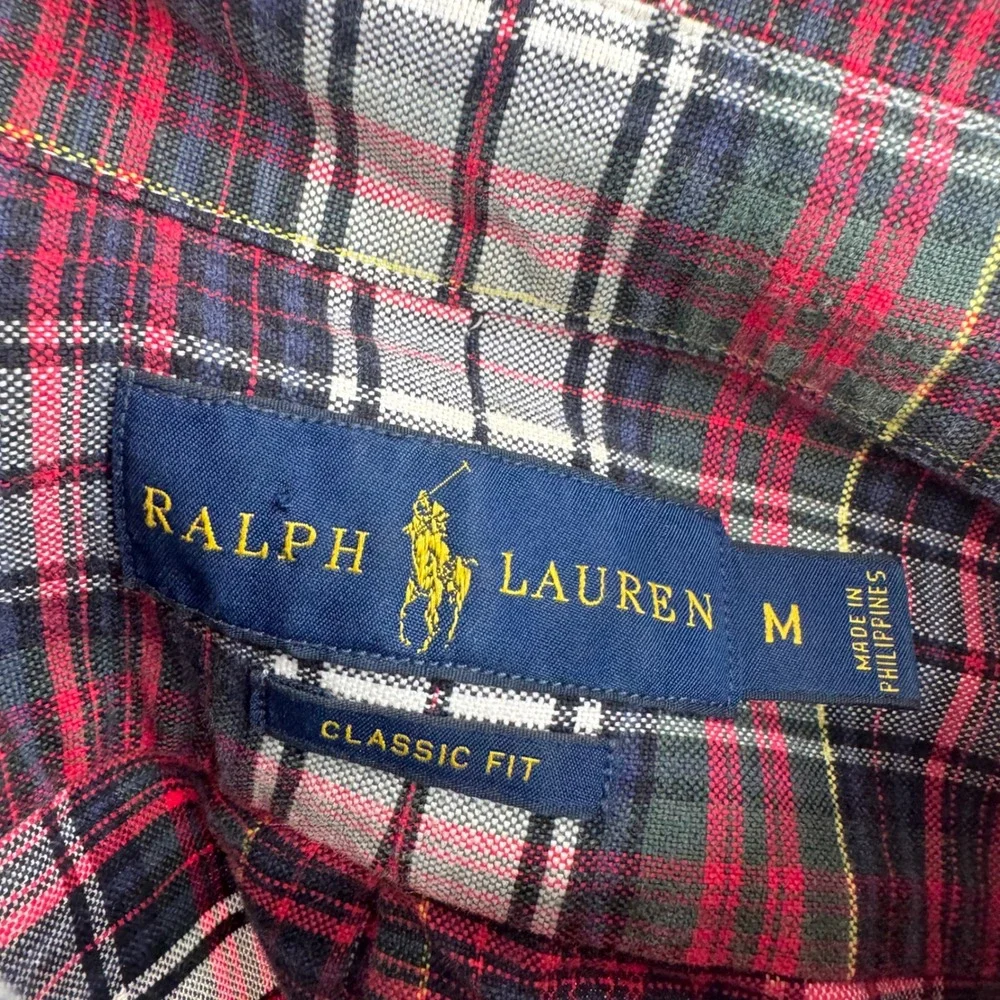 Polo Ralph Lauren Shirt Mens Medium Classic Fit Plaid Button Down Casual Preppy‎